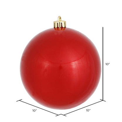 10" Shatterproof Ball Ornament - Red - Candy - UV Treated — view 2
