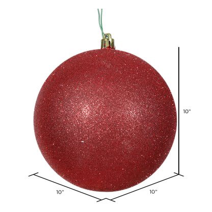 10" Shatterproof Ball Ornament - Red - Glitter — view 2