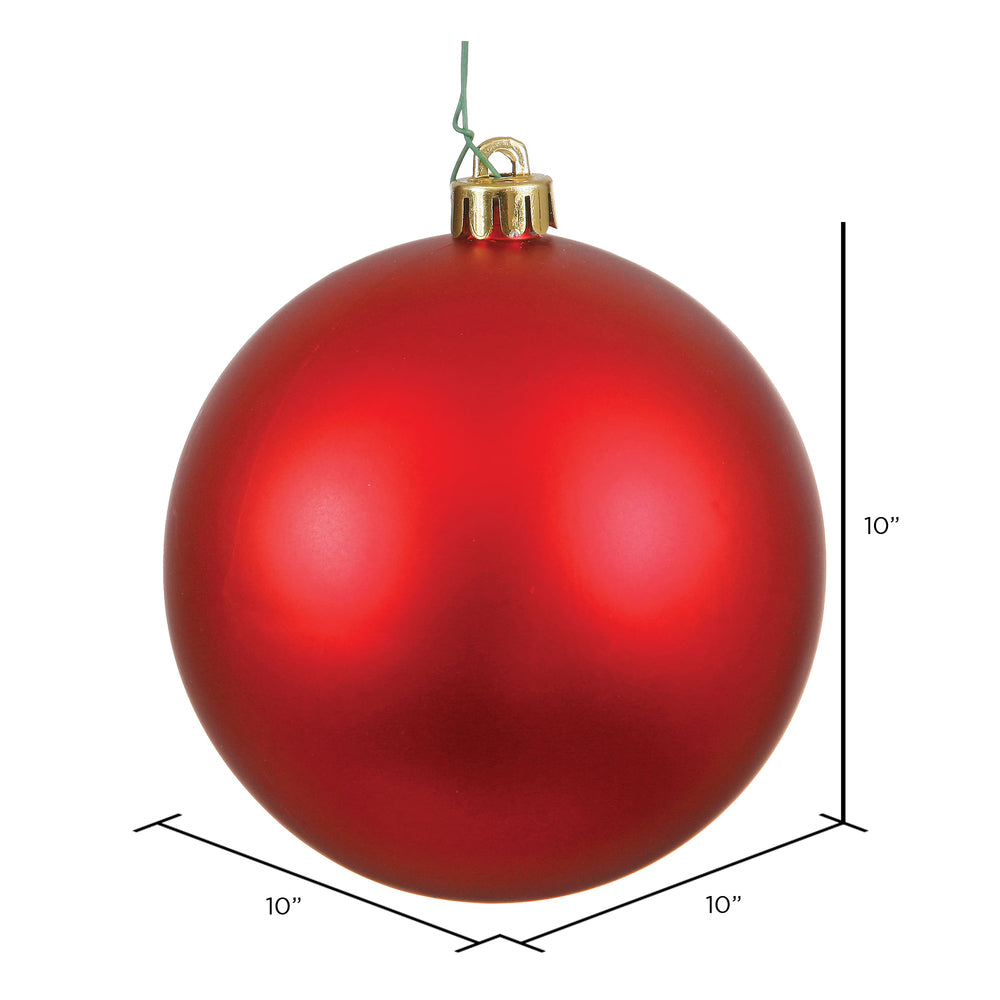 10" Shatterproof Ball Ornament - Red- Matte - UV Treated — view 2