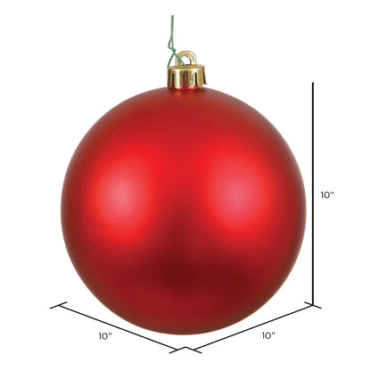 10" Shatterproof Ball Ornament - Red- Matte - UV Treated — view 2