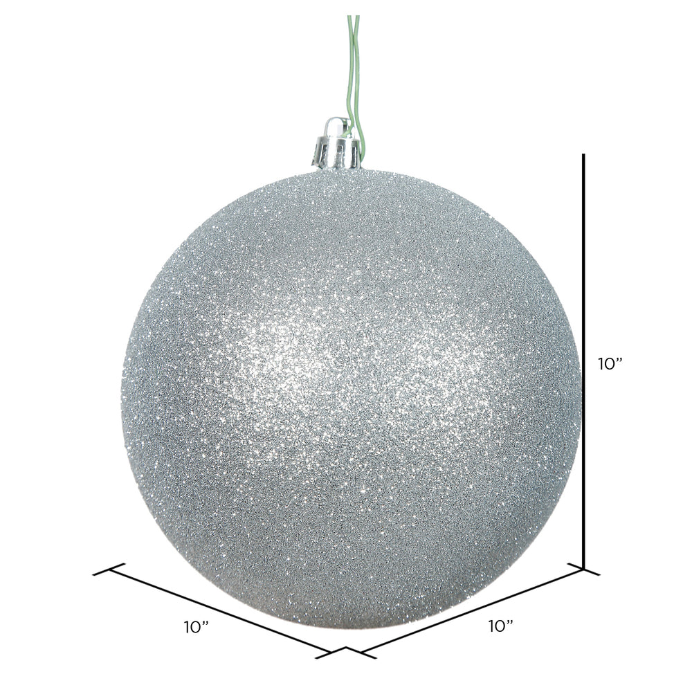 10" Shatterproof Ball Ornament - Silver - Glitter — view 2