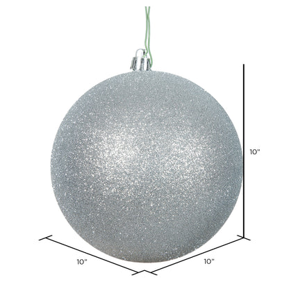 10" Shatterproof Ball Ornament - Silver - Glitter — view 2