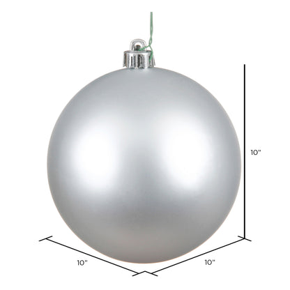 10" Shatterproof Ball Ornament - Silver - Matte - UV Treated — view 2