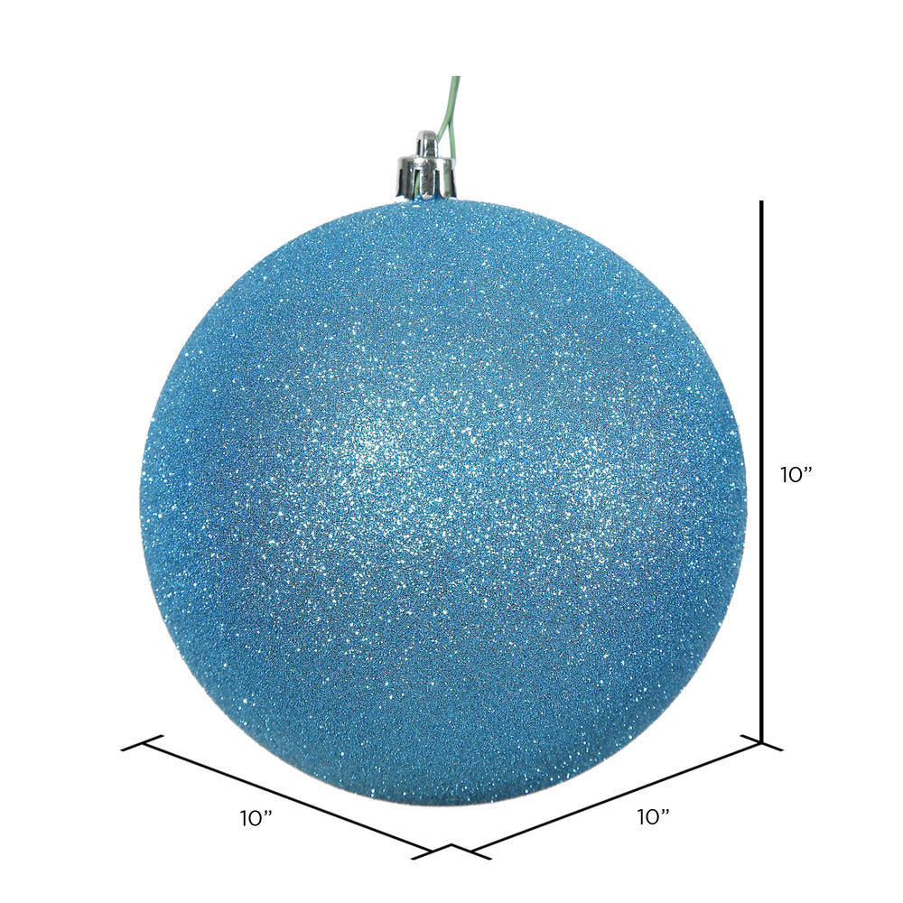 10" Shatterproof Ball Ornament - Turquoise - Glitter — view 2