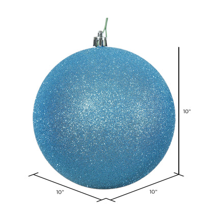 10" Shatterproof Ball Ornament - Turquoise - Glitter — view 2