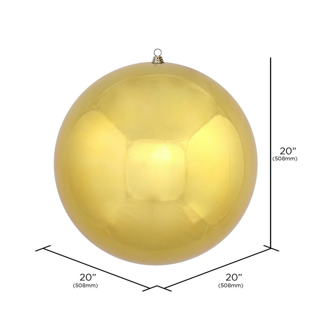 20" Oversized Shatterproof Ball Ornament - Gold - Shiny - UV Treated — view 2