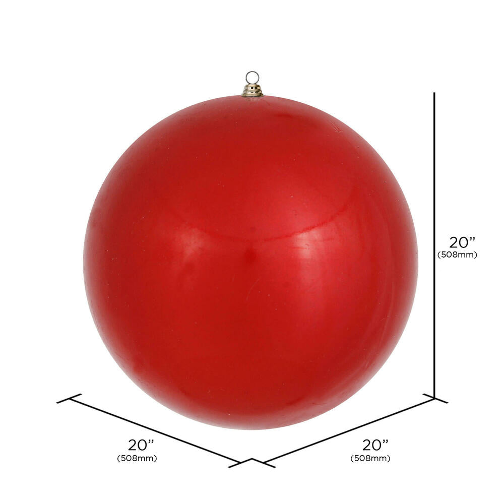 20" Oversized Shatterproof Ball Ornament - Red - Candy - UV Treated — view 2