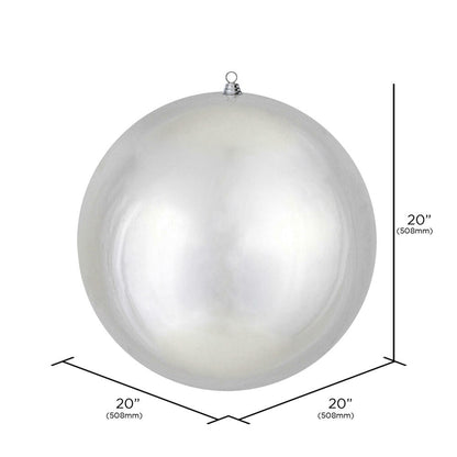 20" Oversized Shatterproof Ball Ornament - Silver - Shiny - UV Treated — view 2