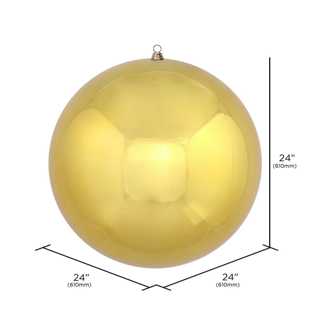 24" Oversized Shatterproof Ball Ornament - Gold - Shiny - UV Treated — view 2