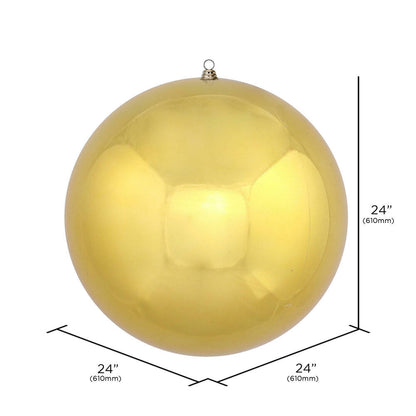 24" Oversized Shatterproof Ball Ornament - Gold - Shiny - UV Treated — view 2