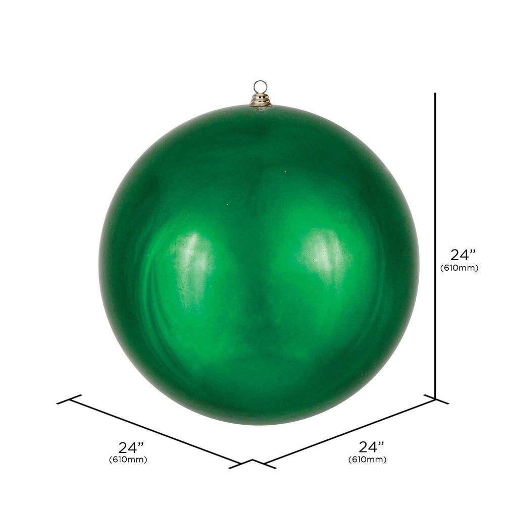 24" Oversized Shatterproof Ball Ornament - Emerald - Shiny - UV Treated — view 2