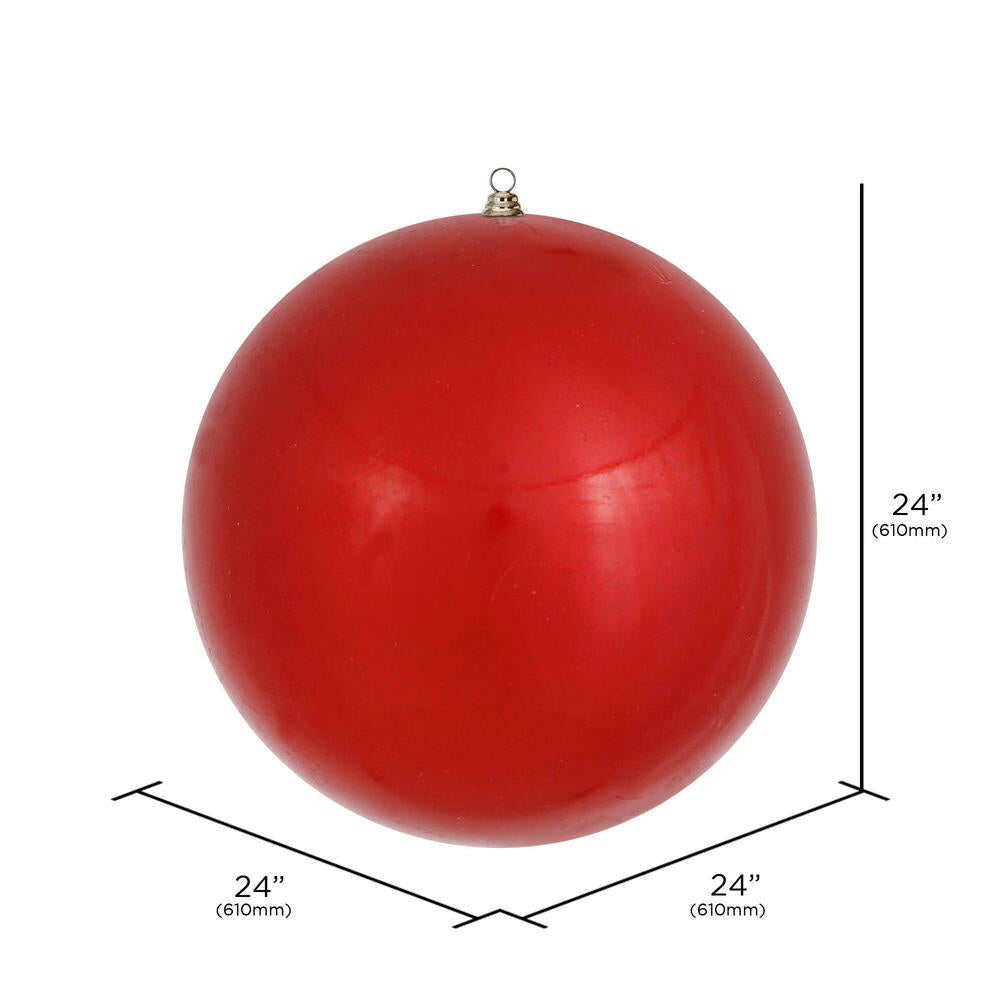 24" Oversized Shatterproof Ball Ornament - Red - Candy - UV Treated — view 2