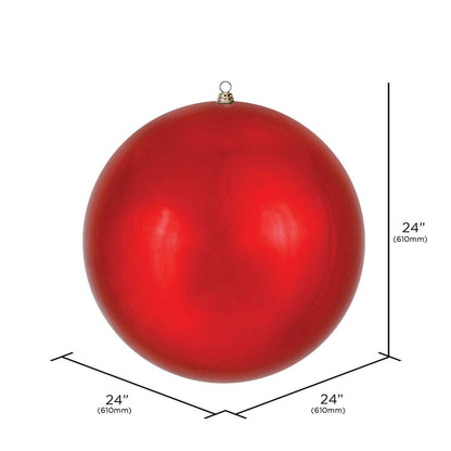 24" Oversized Shatterproof Ball Ornament - Red - Shiny - UV Treated — view 2