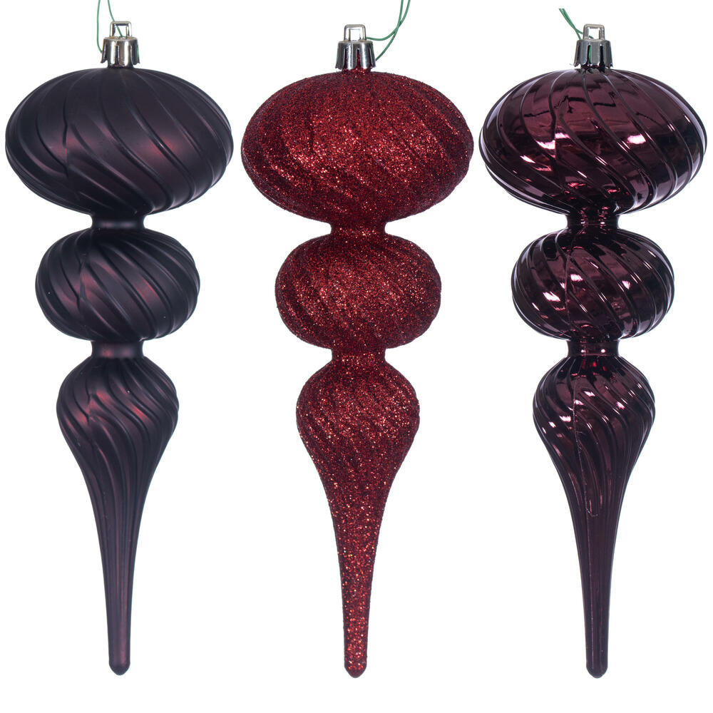 8" Swirl Finial Ornament - Burgundy - Set of 6 — view 1