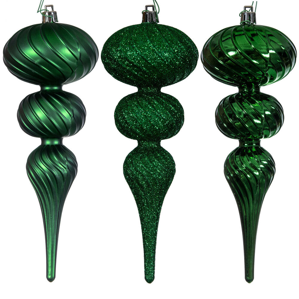 8" Swirl Finial Ornament - Green - Set of 6 — view 1