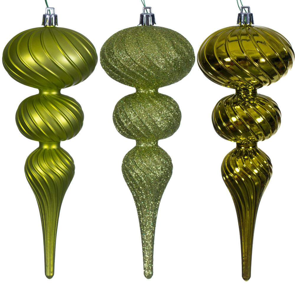 8" Swirl Finial Ornament - Lime - Set of 6 — view 1