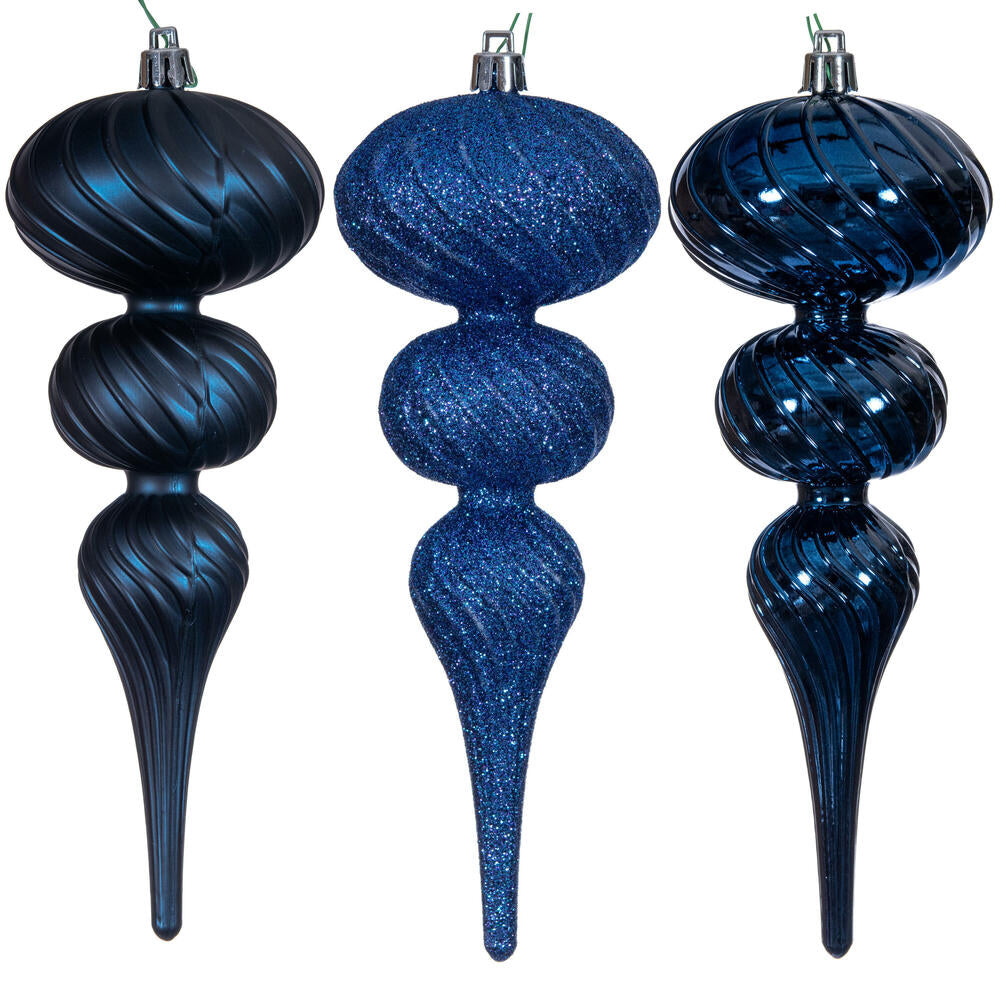 8" Swirl Finial Ornament - Midnight Blue - Set of 6 — view 1