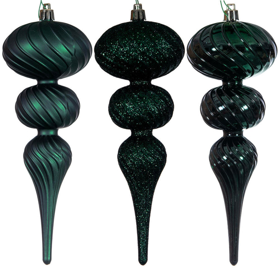 4" Swirl Finial Ornament - Midnight Green - Set of 6 Midnight Green