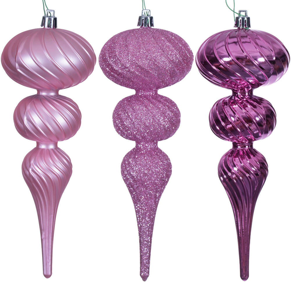 8" Swirl Finial Ornament - Pink - Set of 6 — view 1