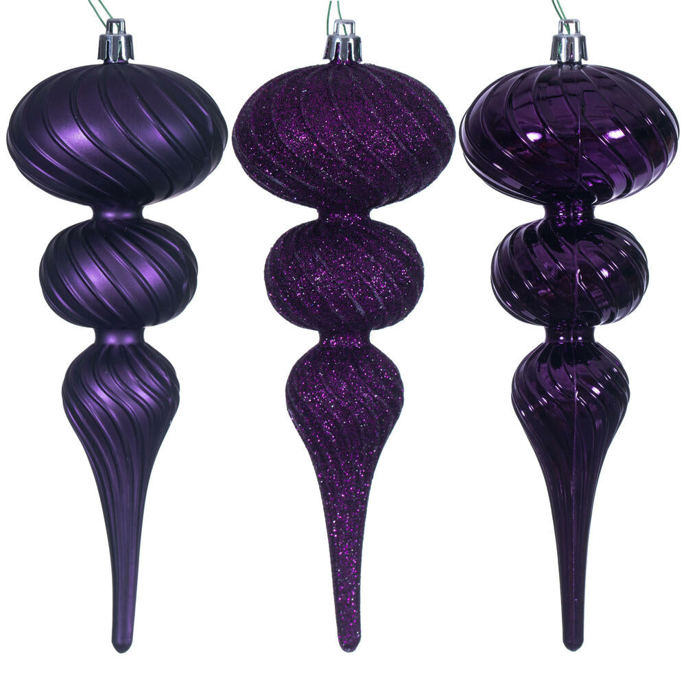 8" Swirl Finial Ornament - Plum - Set of 6 — view 1