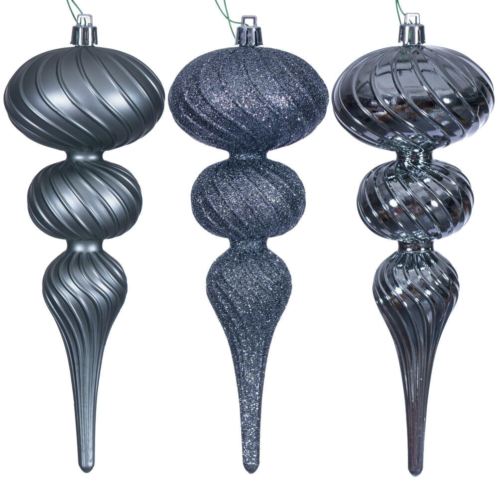 8" Swirl Finial Ornament - Pewter - Set of 6 — view 1