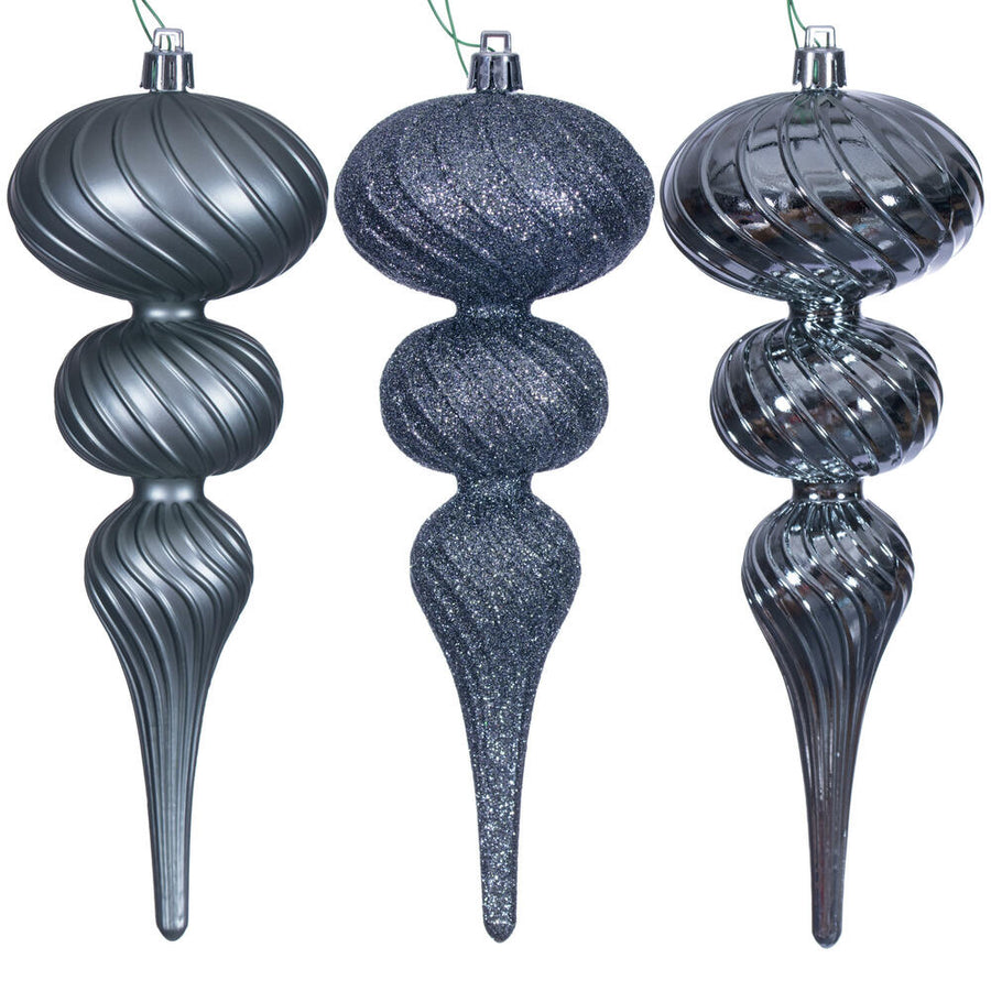 4" Swirl Finial Ornament - Pewter - Set of 6 Pewter