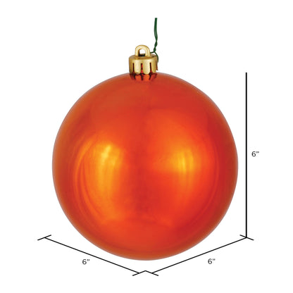 6" Shatterproof Ball Ornament - Burnished Orange - Shiny - UV Treated - Bag of 4 — view 2