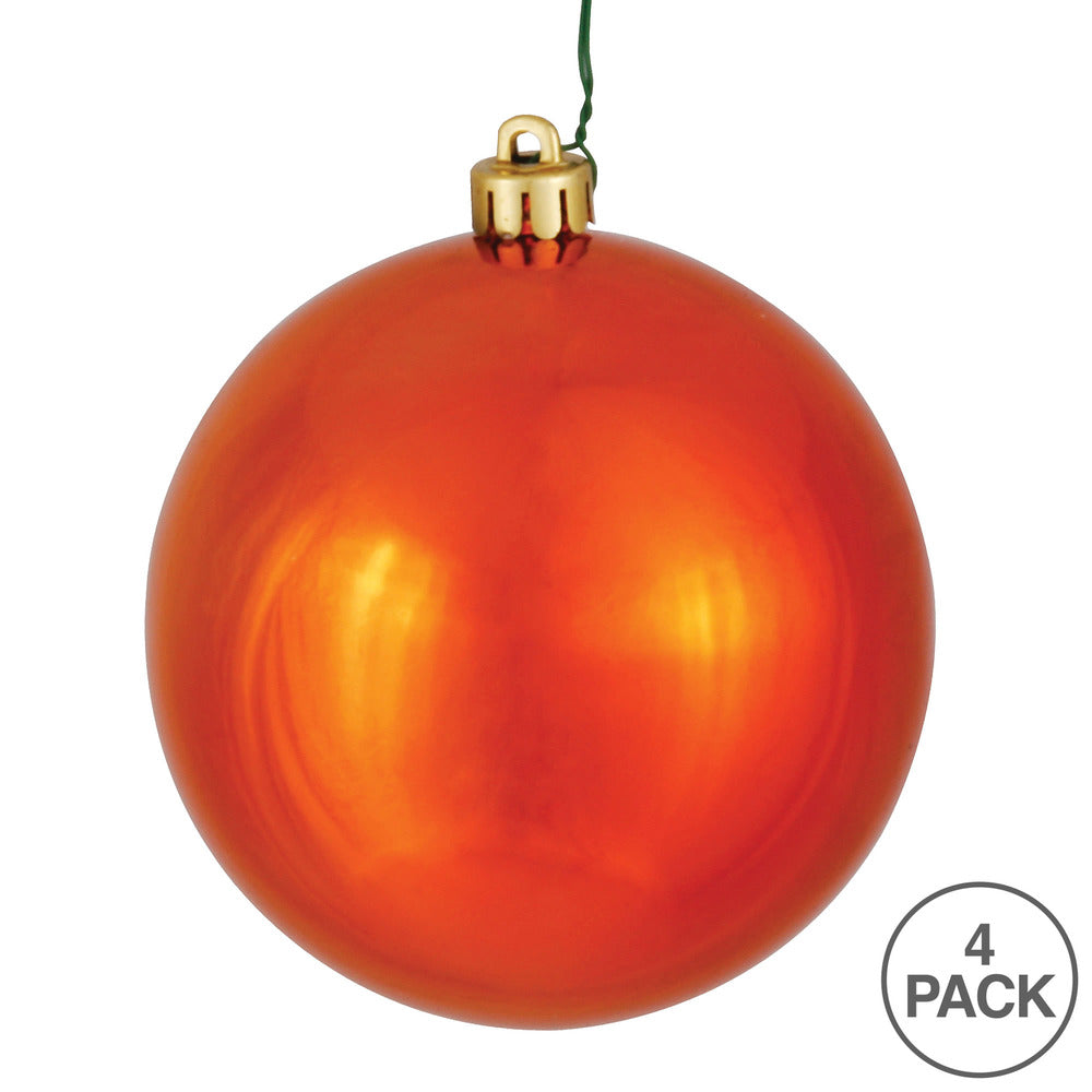 6" Shatterproof Ball Ornament - Burnished Orange - Shiny - UV Treated - Bag of 4 — view 3