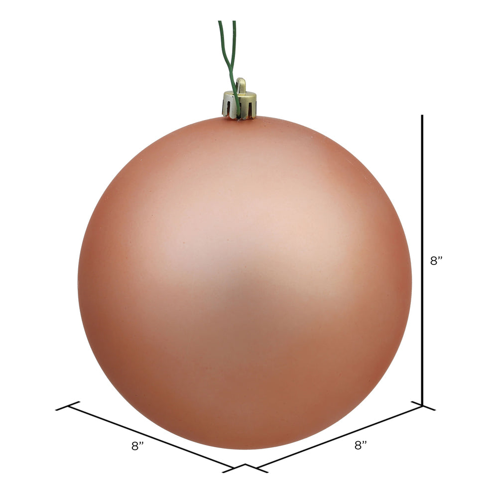8" Shatterproof Ball Ornament - Rose Gold - Matte - UV Treated — view 2