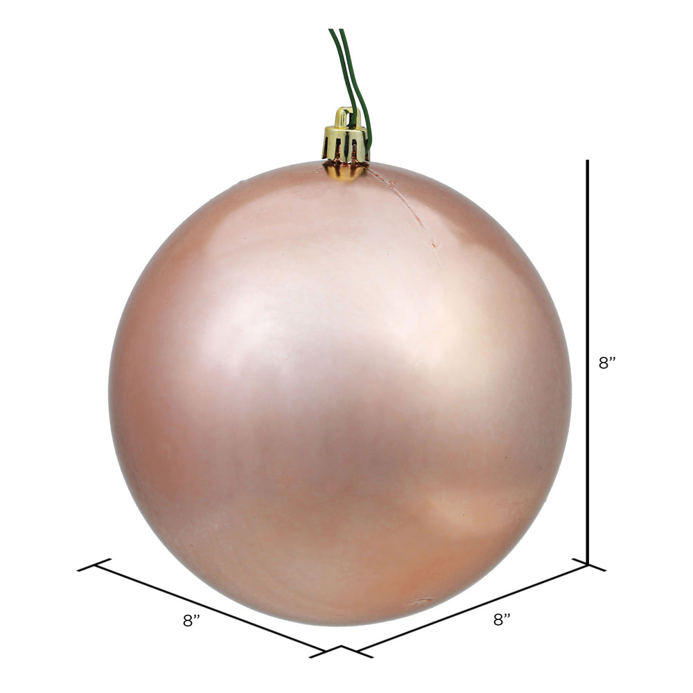 8" Shatterproof Ball Ornament - Rose Gold - Shiny - UV Treated — view 2