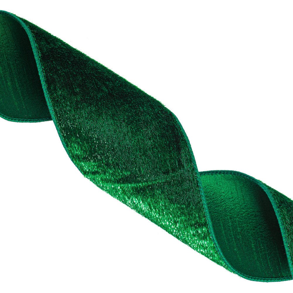4" Ribbon - Velvet Luster - 10 Yard Roll - Emerald — view 3