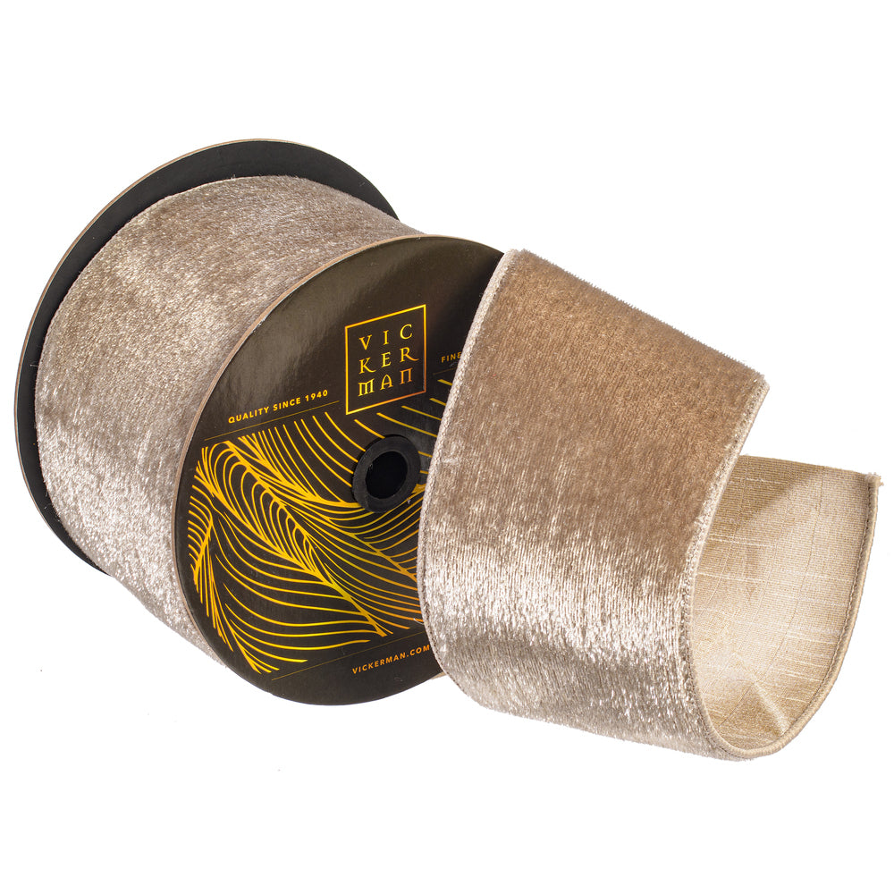 4" Ribbon - Velvet Luster - 10 Yard Roll - Pewter — view 1