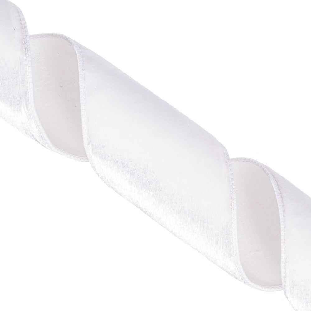 4" Ribbon - Velvet Luster - 10 Yard Roll - White — view 3