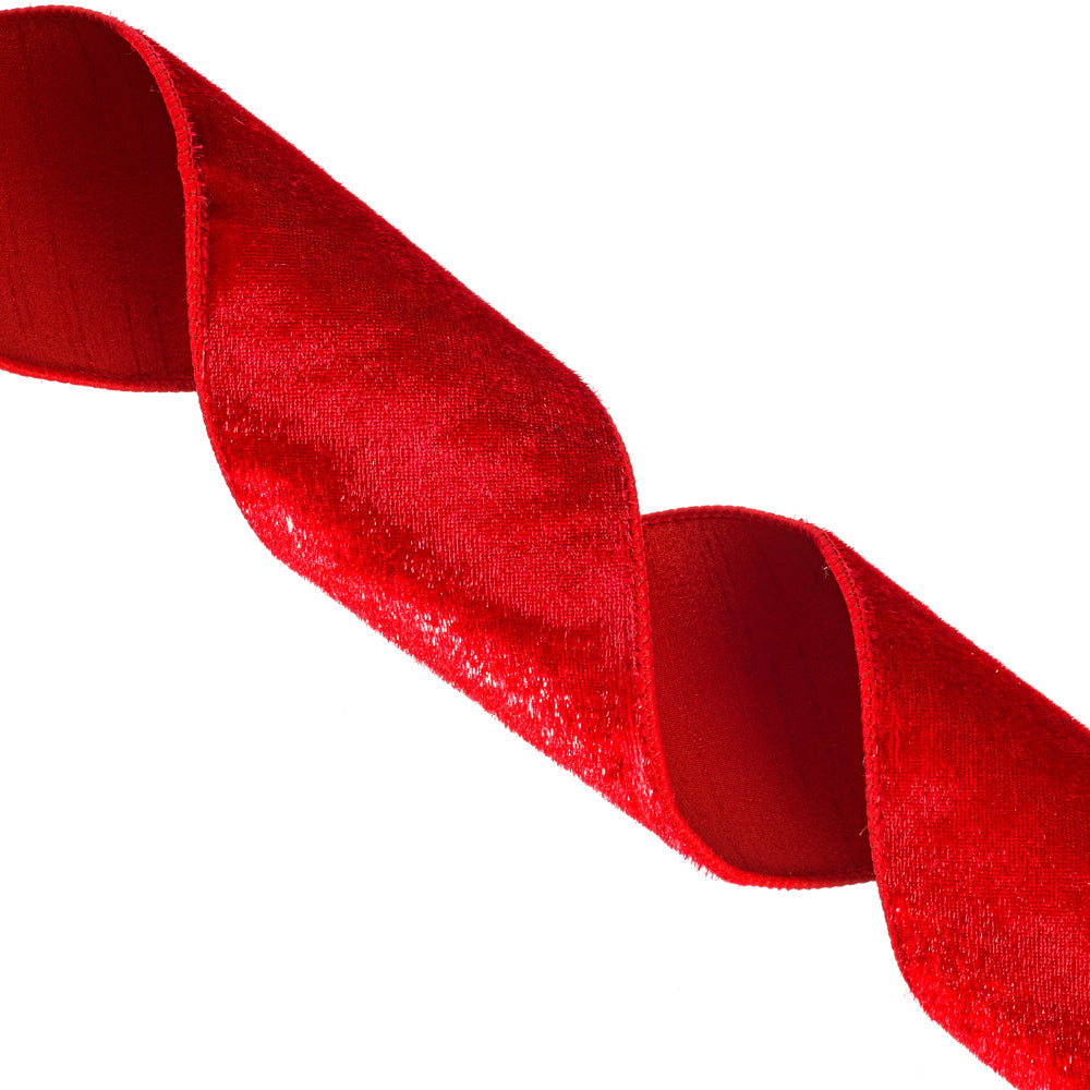 4" Ribbon - Velvet Luster - 10 Yard Roll - Red — view 3
