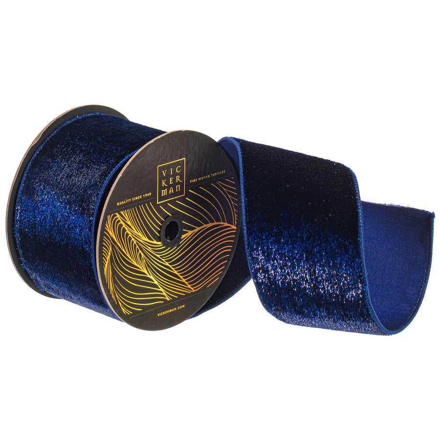 4" Ribbon - Velvet Dupion - 10 Yard Roll - Midnight Blue Midnight Blue- 4"x10yd