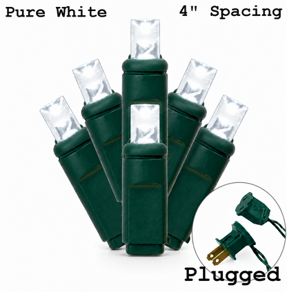 Pure White 5MM LED Light Set - 25 Lights - 4" Spacing - Green Wire — view 1