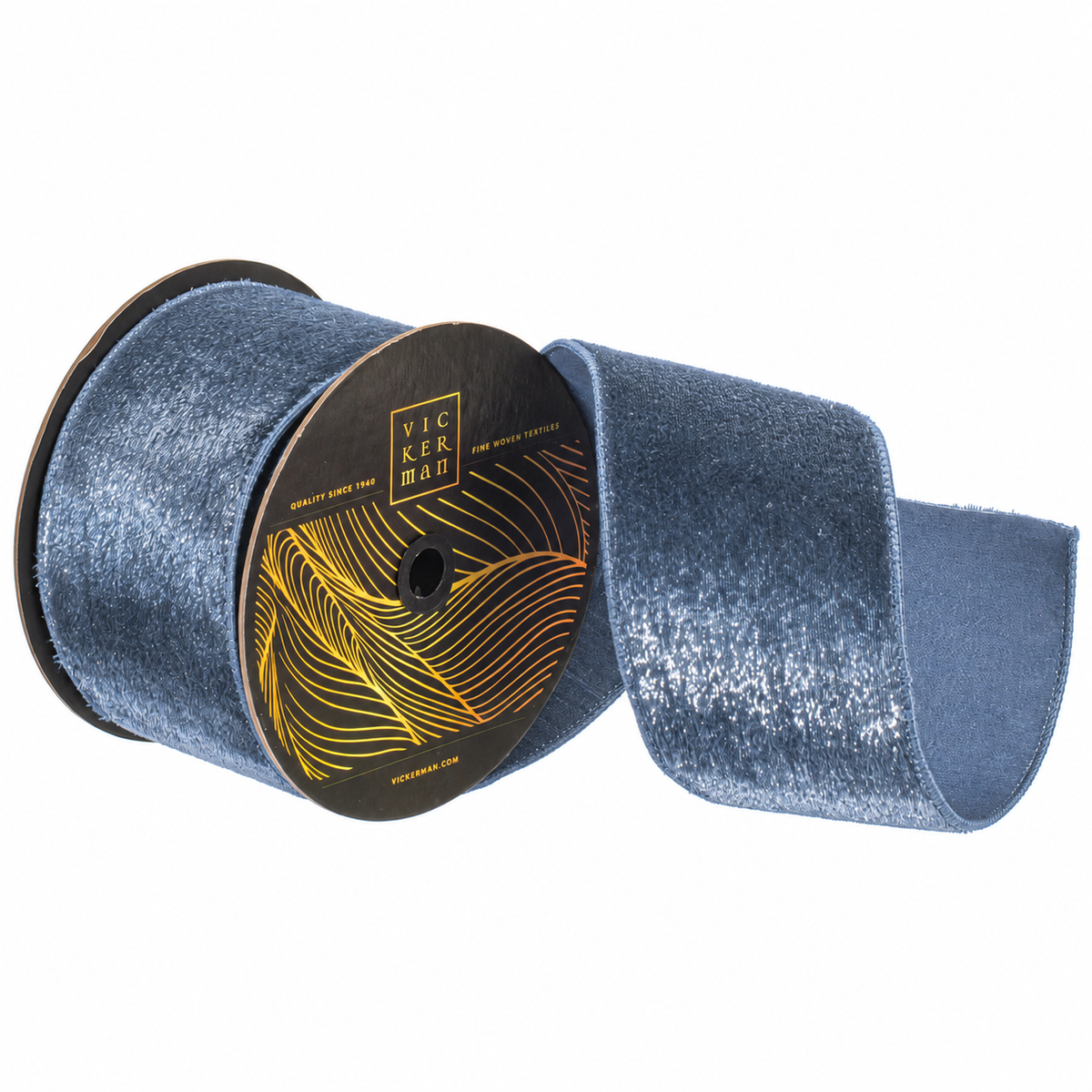 4" Ribbon - Velvet Dupion - 10 Yard Roll - Slate Blue — view 1