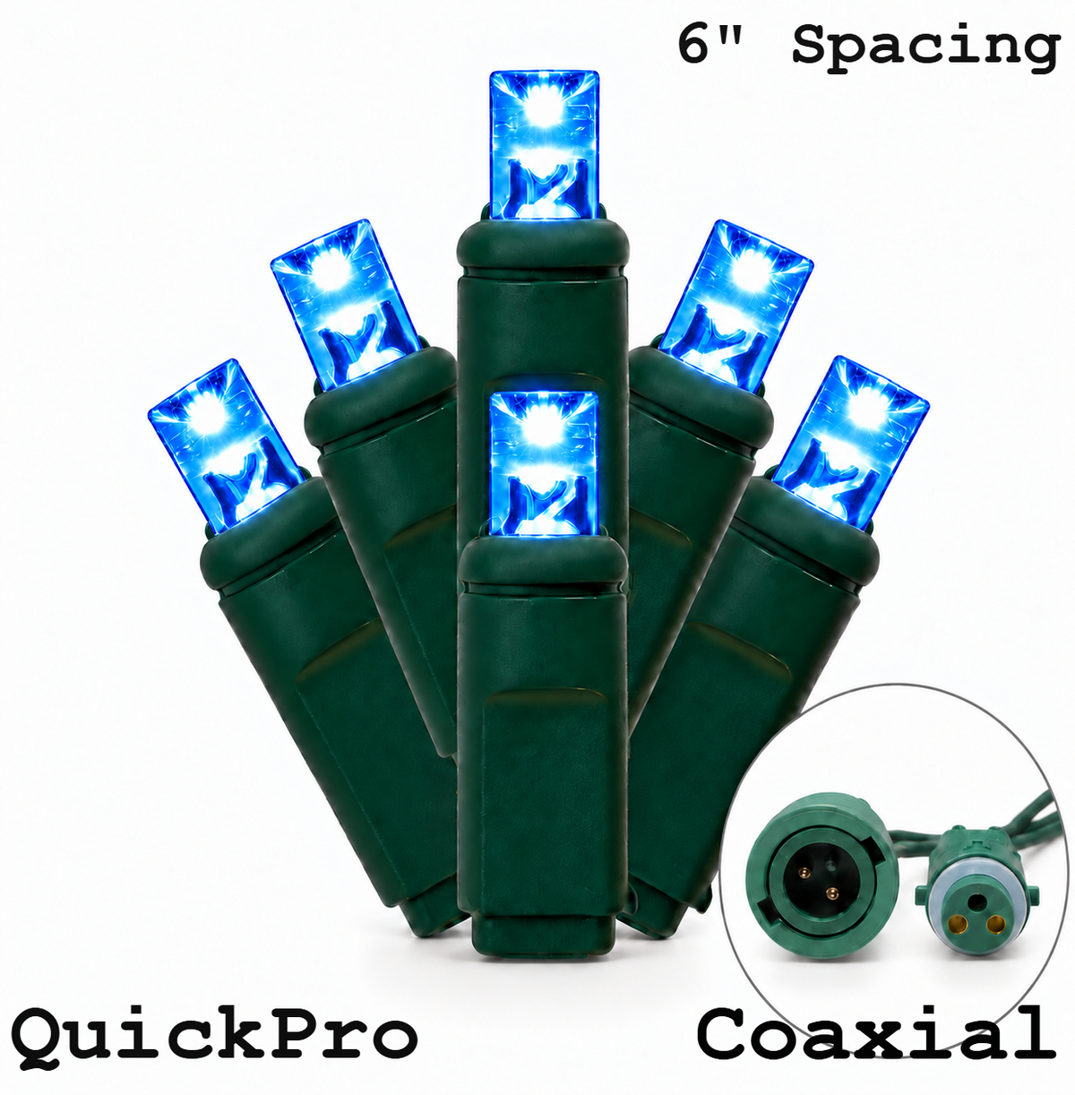 Blue QuickPro 5MM LED Light Set - 50 Lights - 6" Spacing - Green Wire — view 1