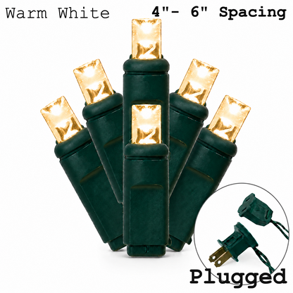 Warm White 5MM LED Light Set - 50 Lights - 4-6" Spacing - Green Wire — view 1