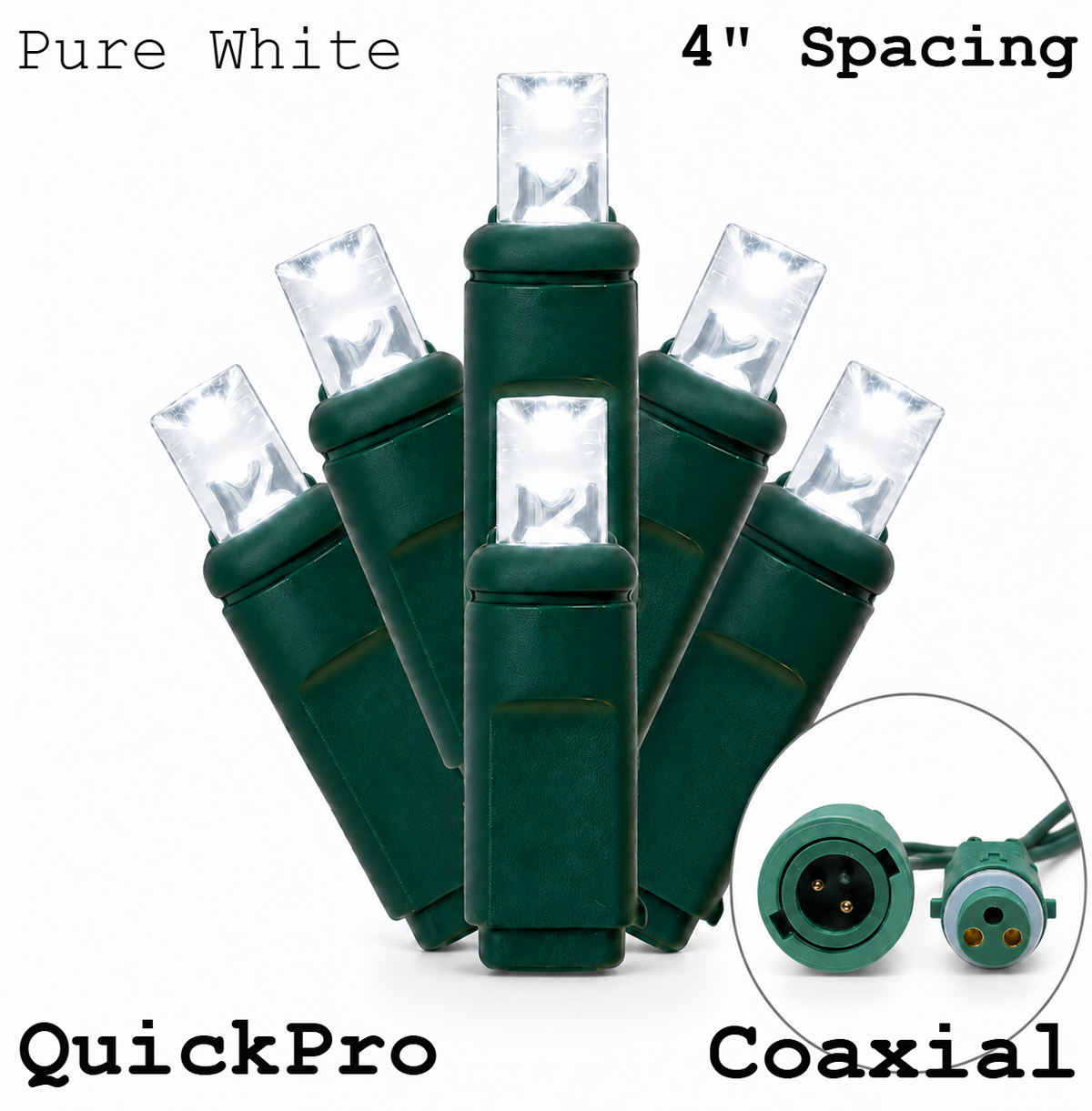 Pure White QuickPro 5MM LED Light Set - 70 Lights - 4" Spacing - Green Wire — view 1
