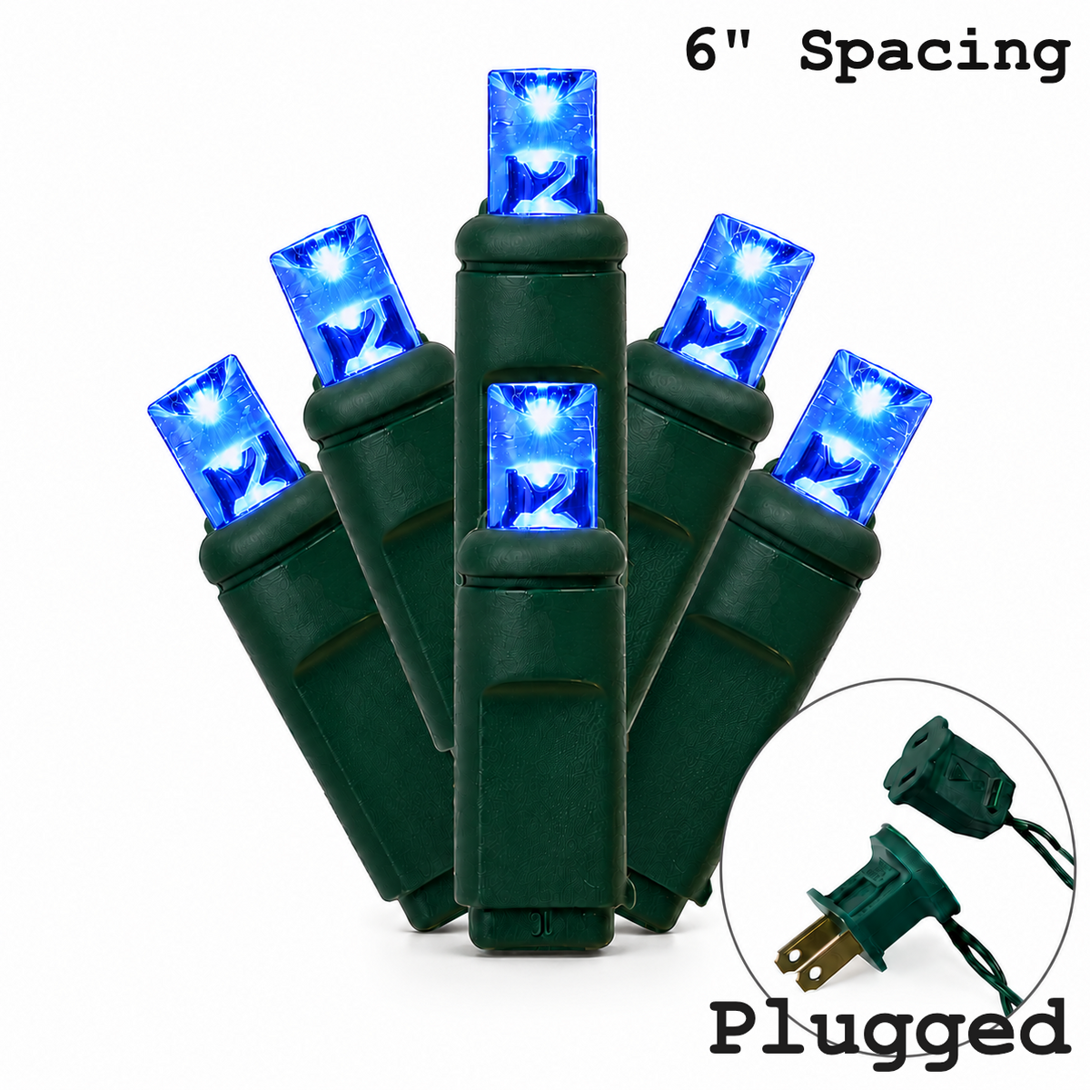 5MM 50L Light Set BALLED - 6" Green Cord - BLUE — view 1
