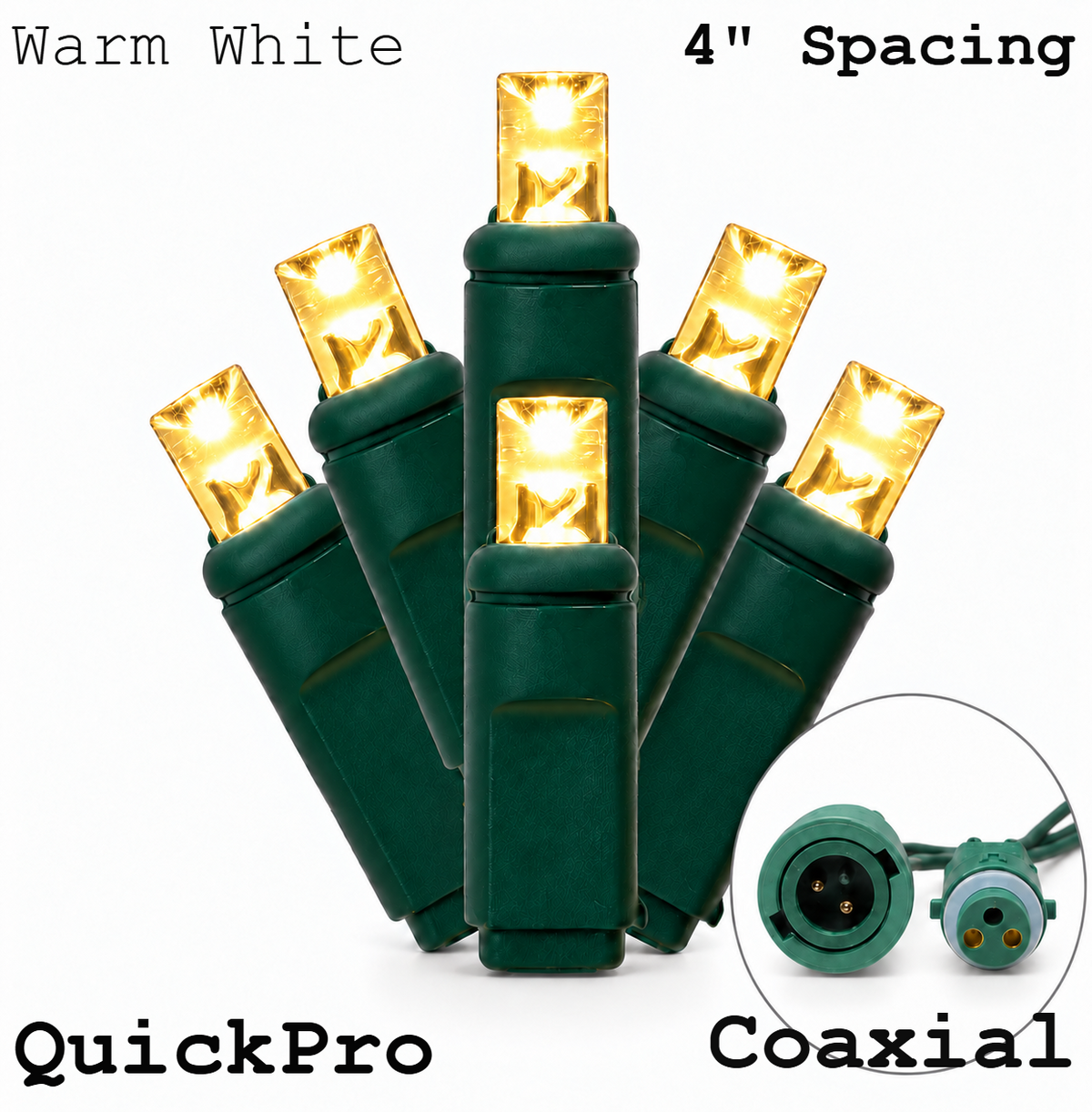 Warm White QuickPro 5MM LED Light Set - 70 Lights - 4" Spacing - Green Wire — view 1