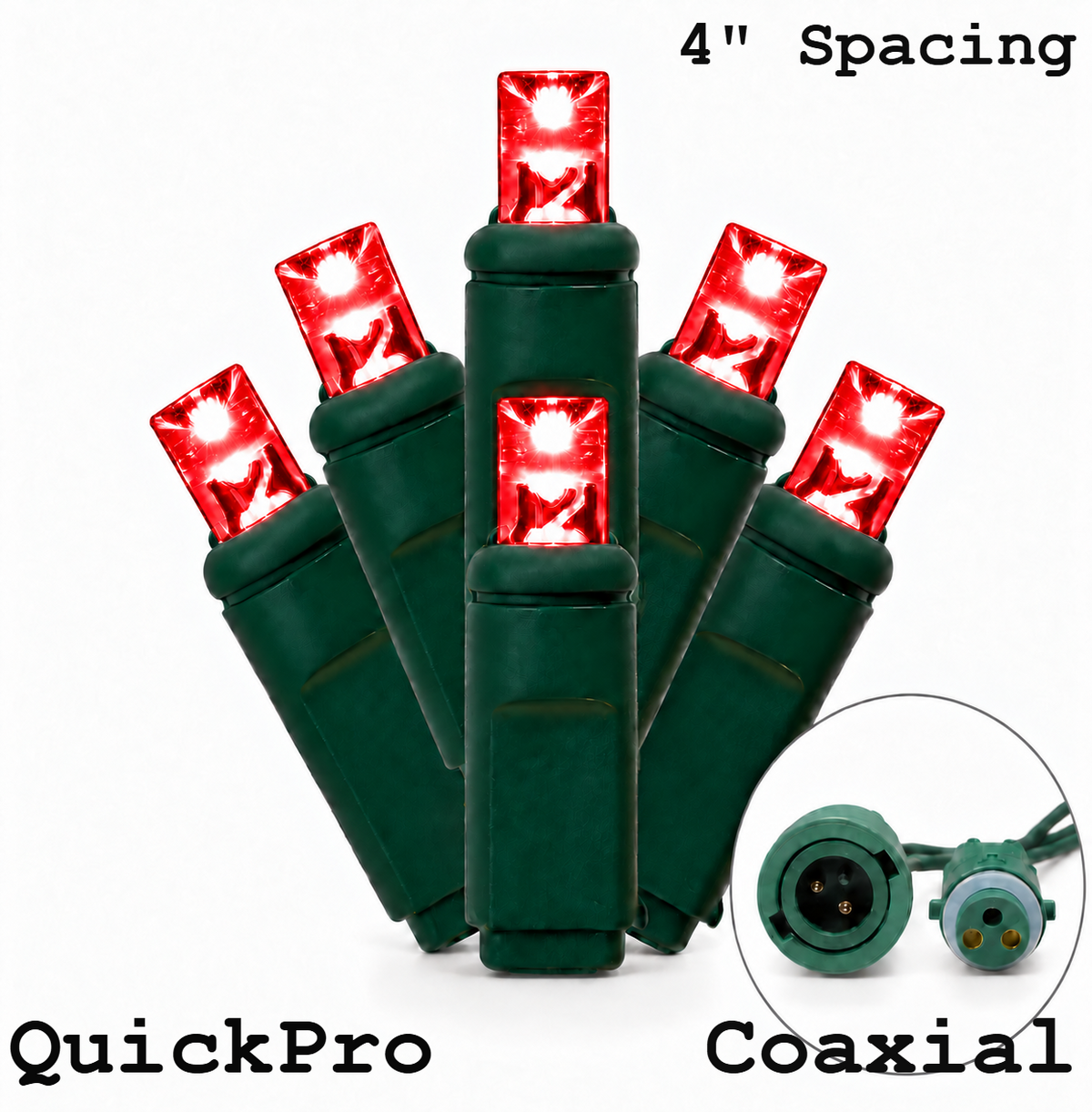 Red QuickPro 5MM LED Light Set - 70 Lights - 4" Spacing - Green Wire — view 1