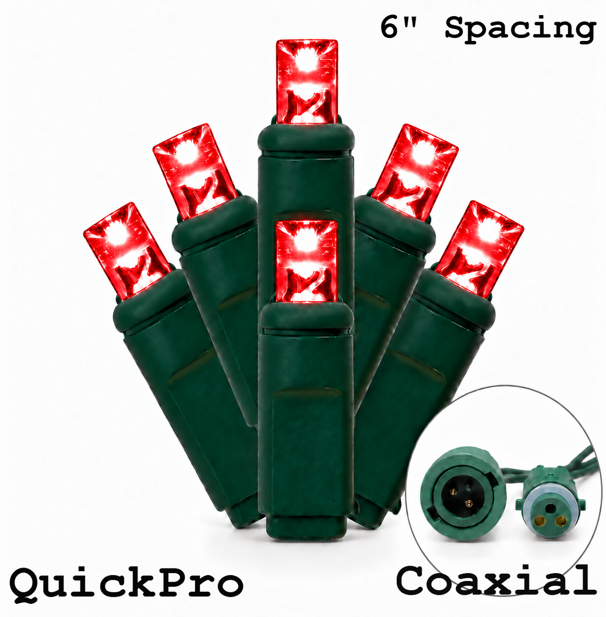 Red QuickPro 5MM LED Light Set - 50 Lights - 6" Spacing - Green Wire — view 1
