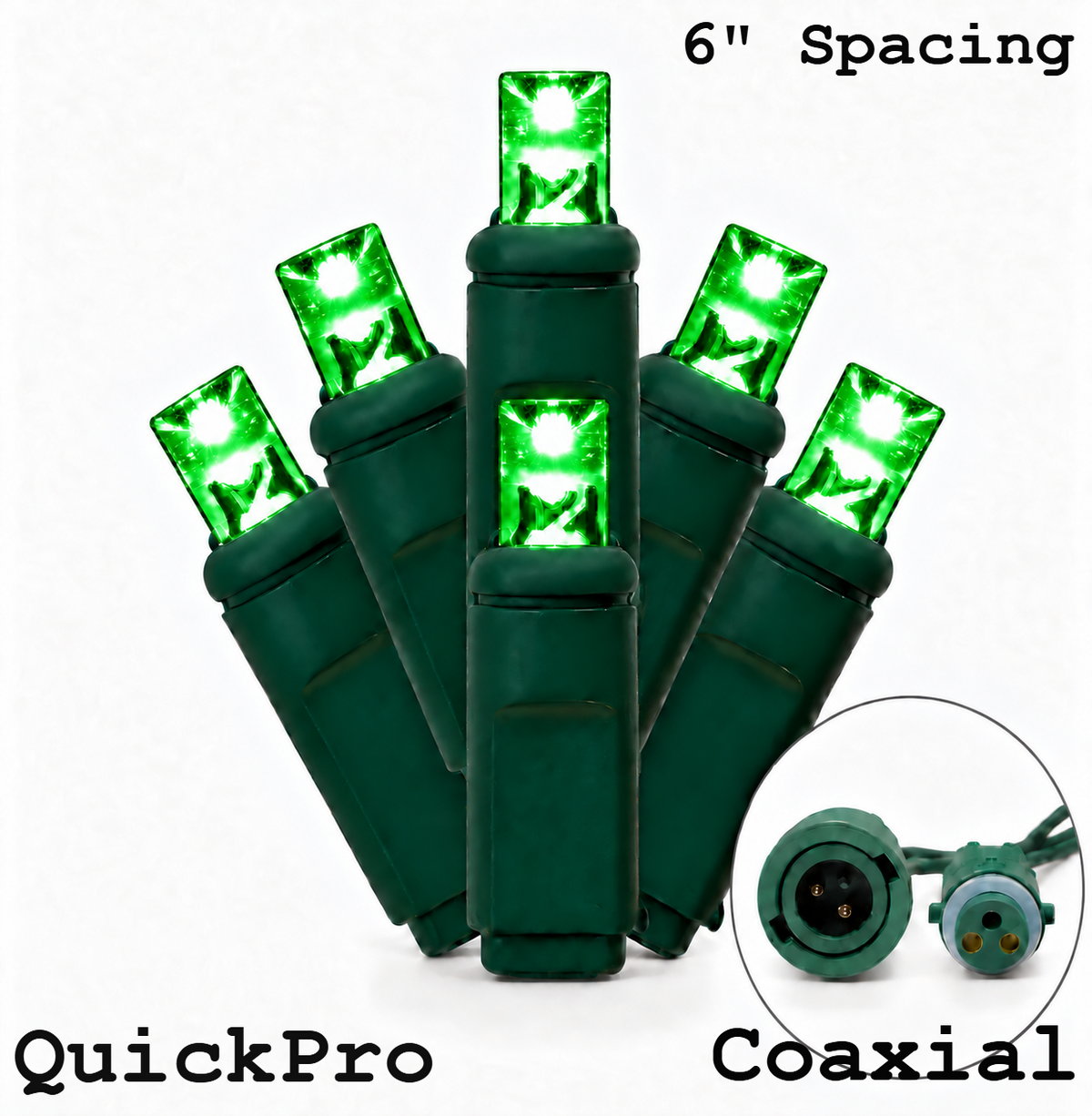 Green QuickPro 5MM LED Light Set - 50 Lights - 6" Spacing - Green Wire — view 1