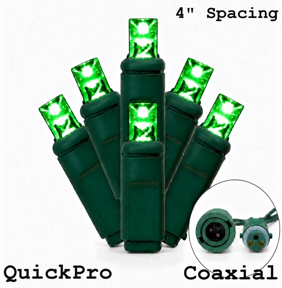 Green QuickPro 5MM LED Light Set - 70 Lights - 4" Spacing - Green Wire