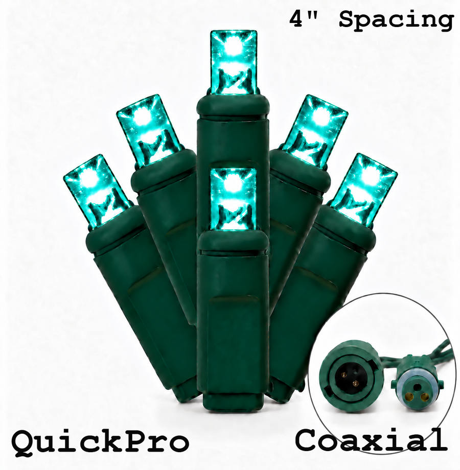 Teal QuickPro 5MM LED Light Set - 70 Lights - 4" Spacing - Green Wire