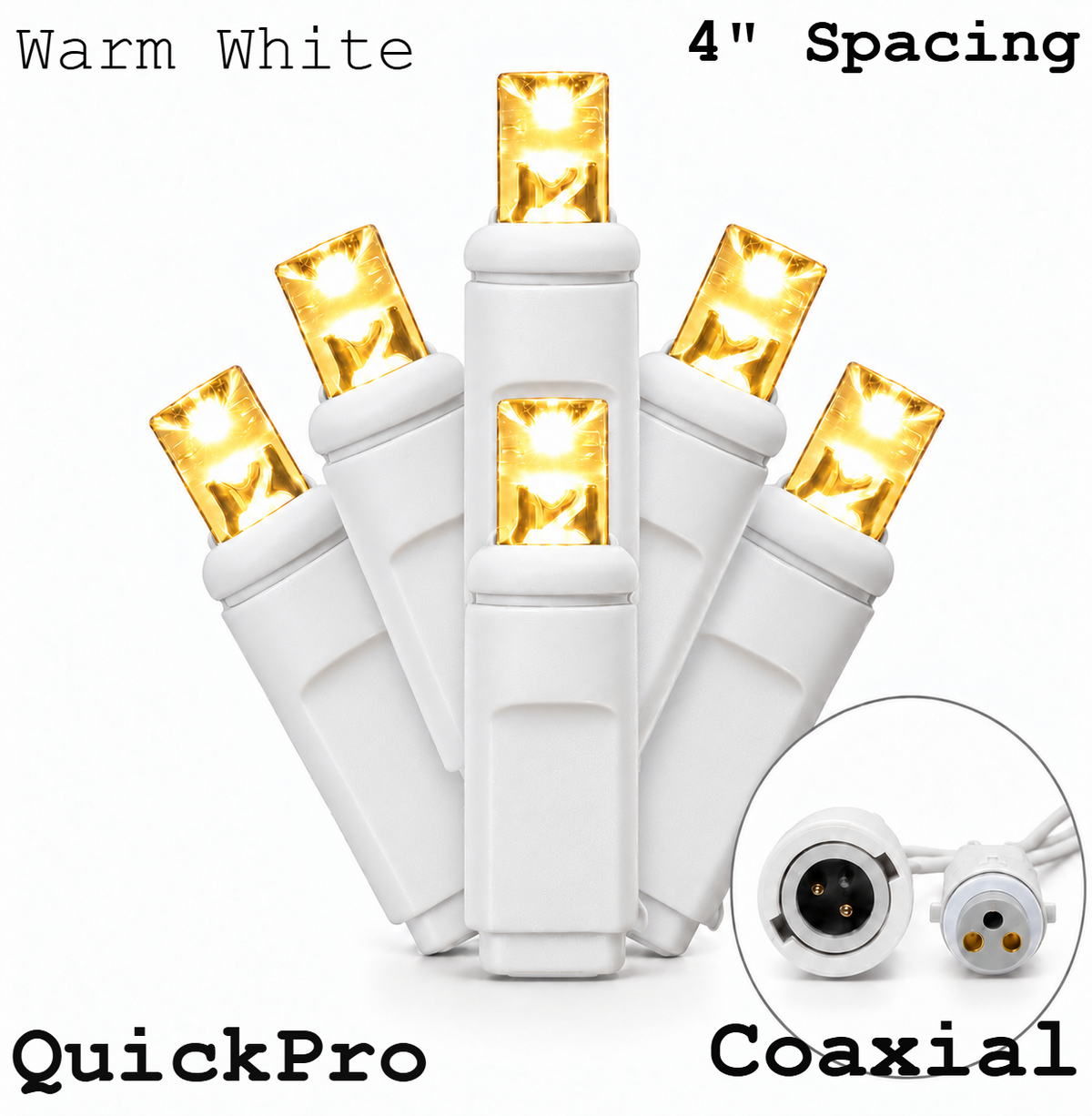 Warm White QuickPro 5MM LED Light Set - 70 Lights - 4" Spacing - White Wire — view 1