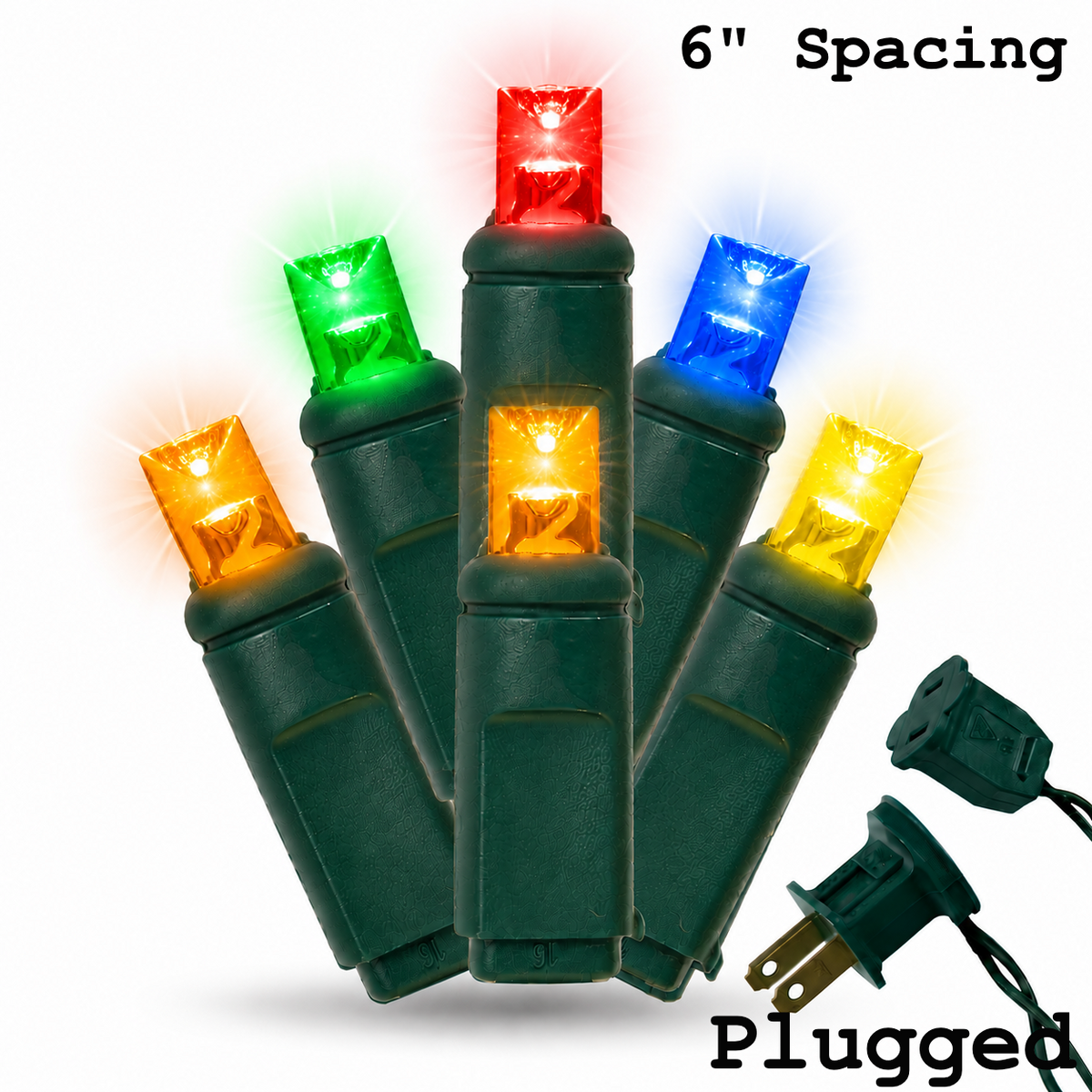 5MM 50L Light Set BALLED - 6" Green Cord - MULTI(R/G/B/A/Y) — view 1