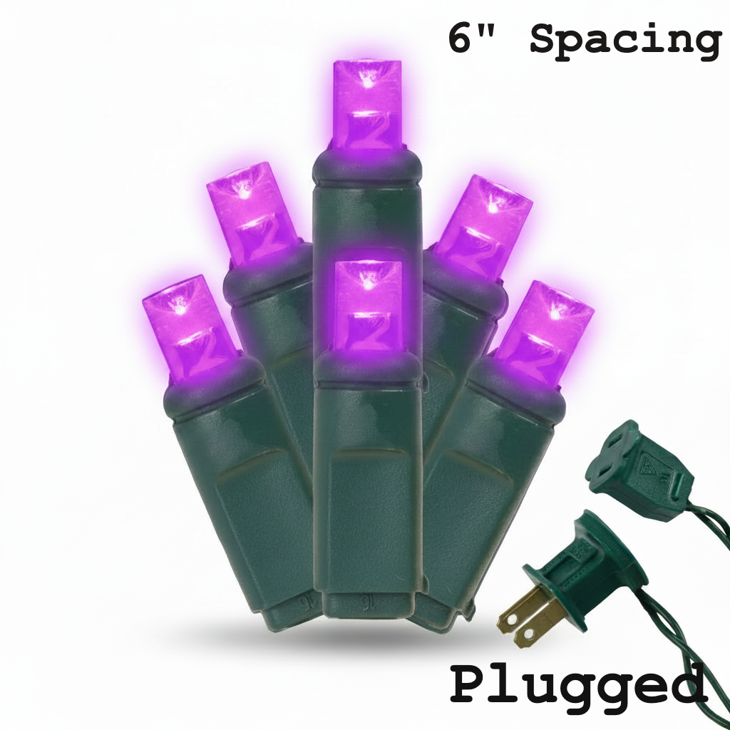 5MM 50L Light Set BALLED - 6" Green Cord - PURPLE — view 1